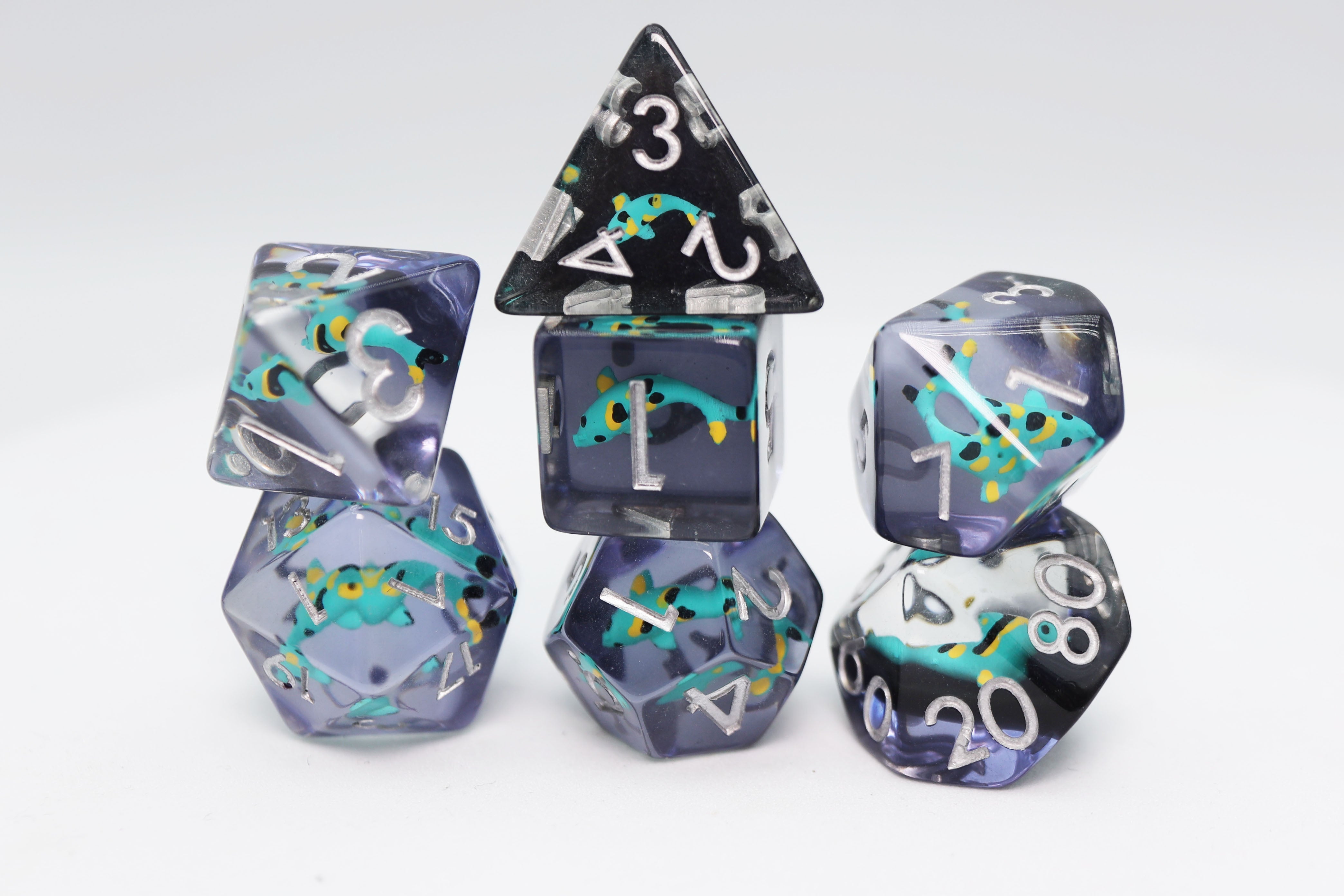 Turquoise Koi RPG Dice Set - Bards & Cards