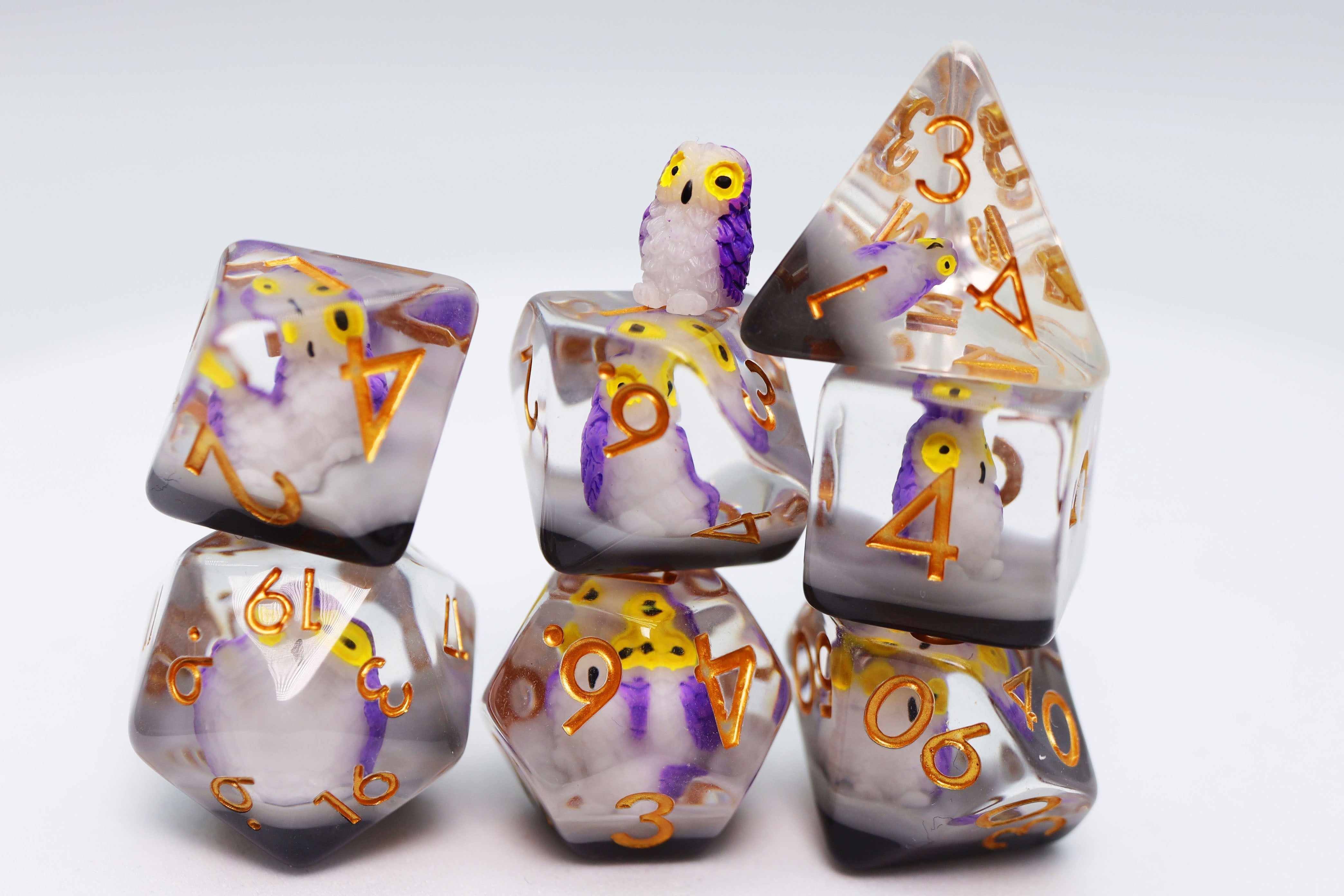 Purple Owl RPG Dice Set - Bards & Cards