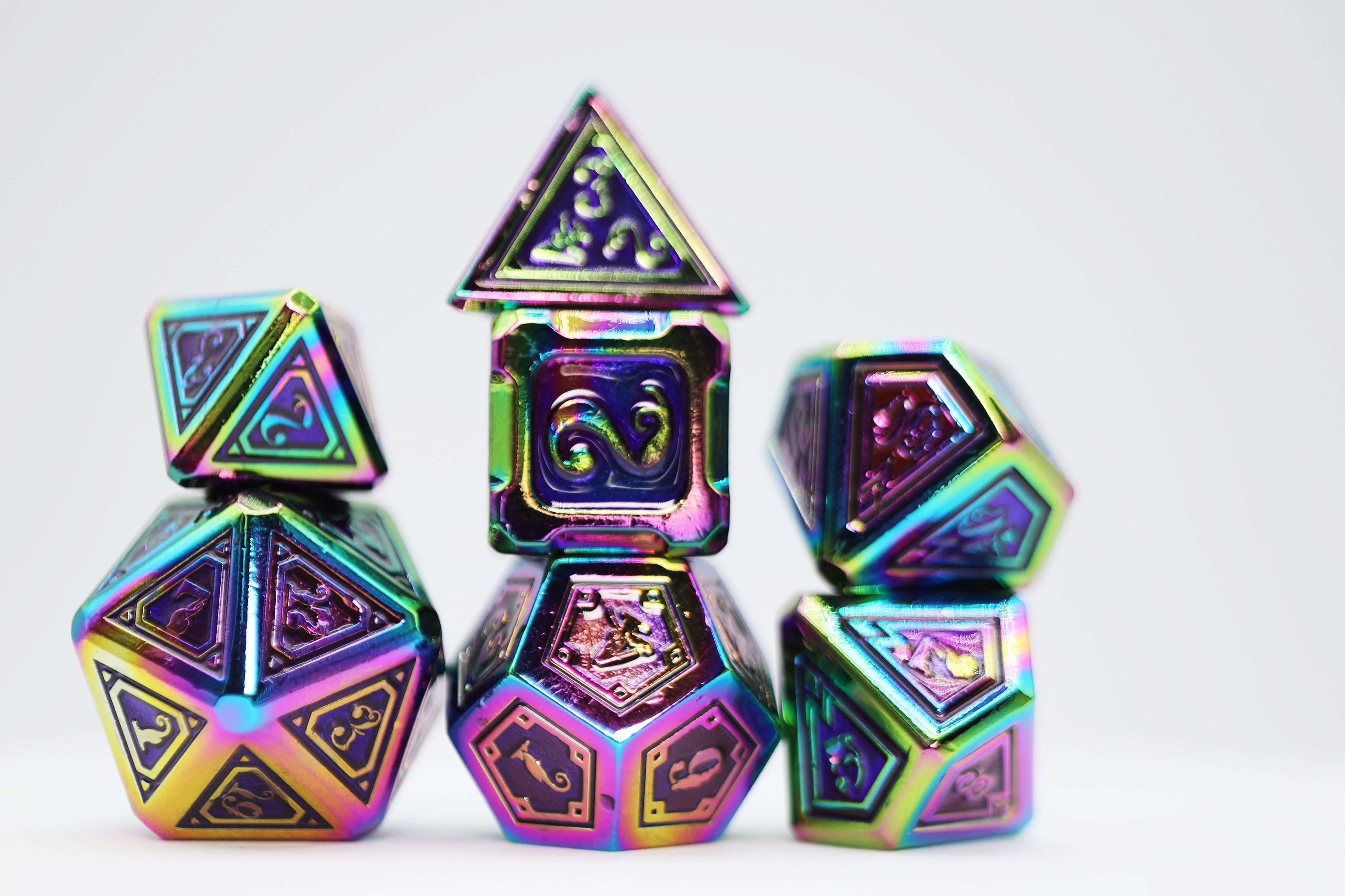 Alchemist Metals: Burnt Opal - Metal RPG Dice Set - Bards & Cards