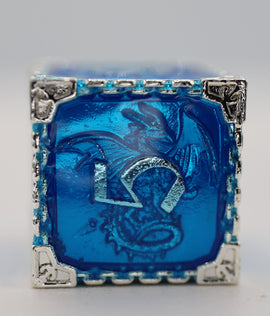 Chained Dragon: Oceanus - Metal RPG Dice Set - Bards & Cards