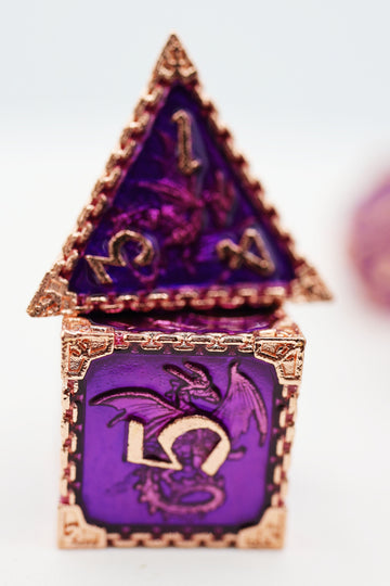 Chained Dragon: Royal with Copper - Metal RPG Dice Set - Bards & Cards