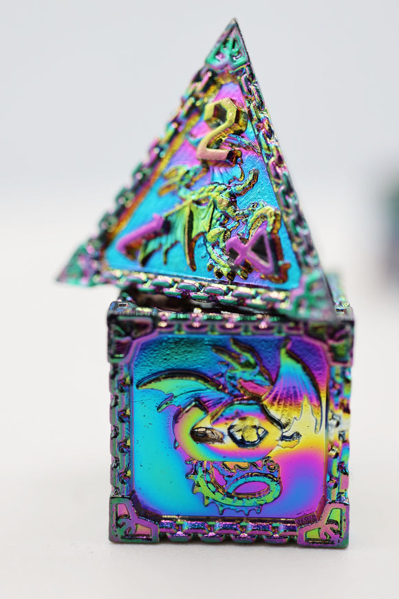 Chained Dragon: Mystic - Metal RPG Dice Set - Bards & Cards