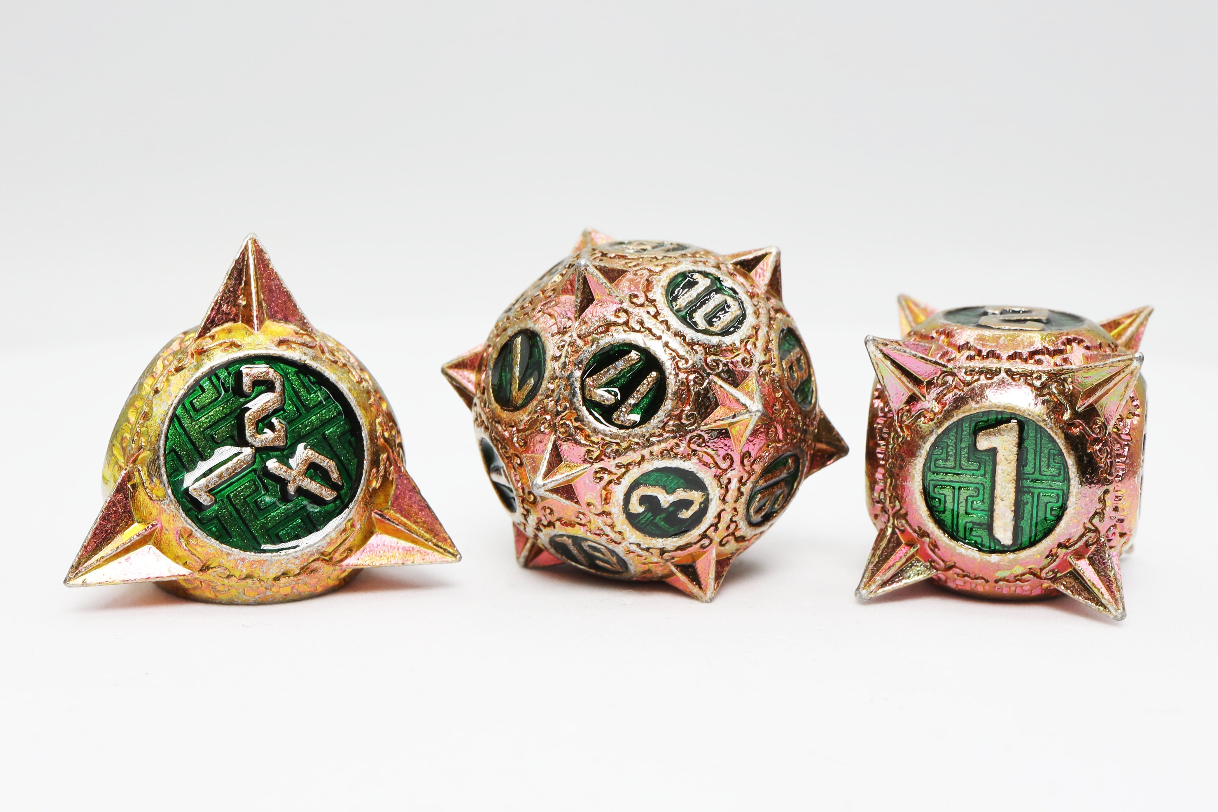 Meteor Storm: Irradiated Iridescence - Metal RPG Dice Set - Bards & Cards