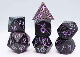 Purple Lightning - Metal RPG Dice Set - Bards & Cards