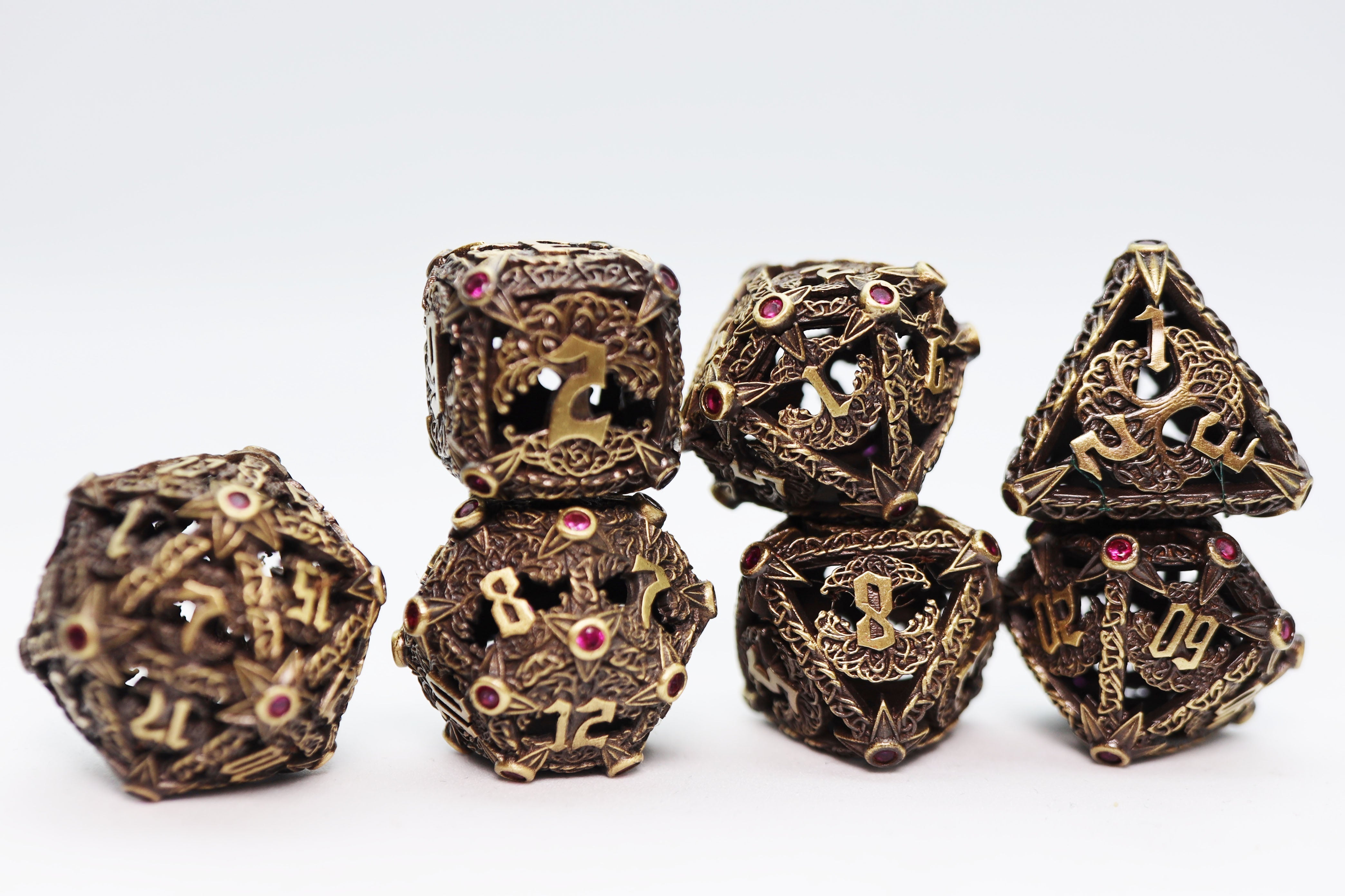 Trees of Virtue: Tree of Compassion - Hollow Metal RPG Dice Set - Bards & Cards