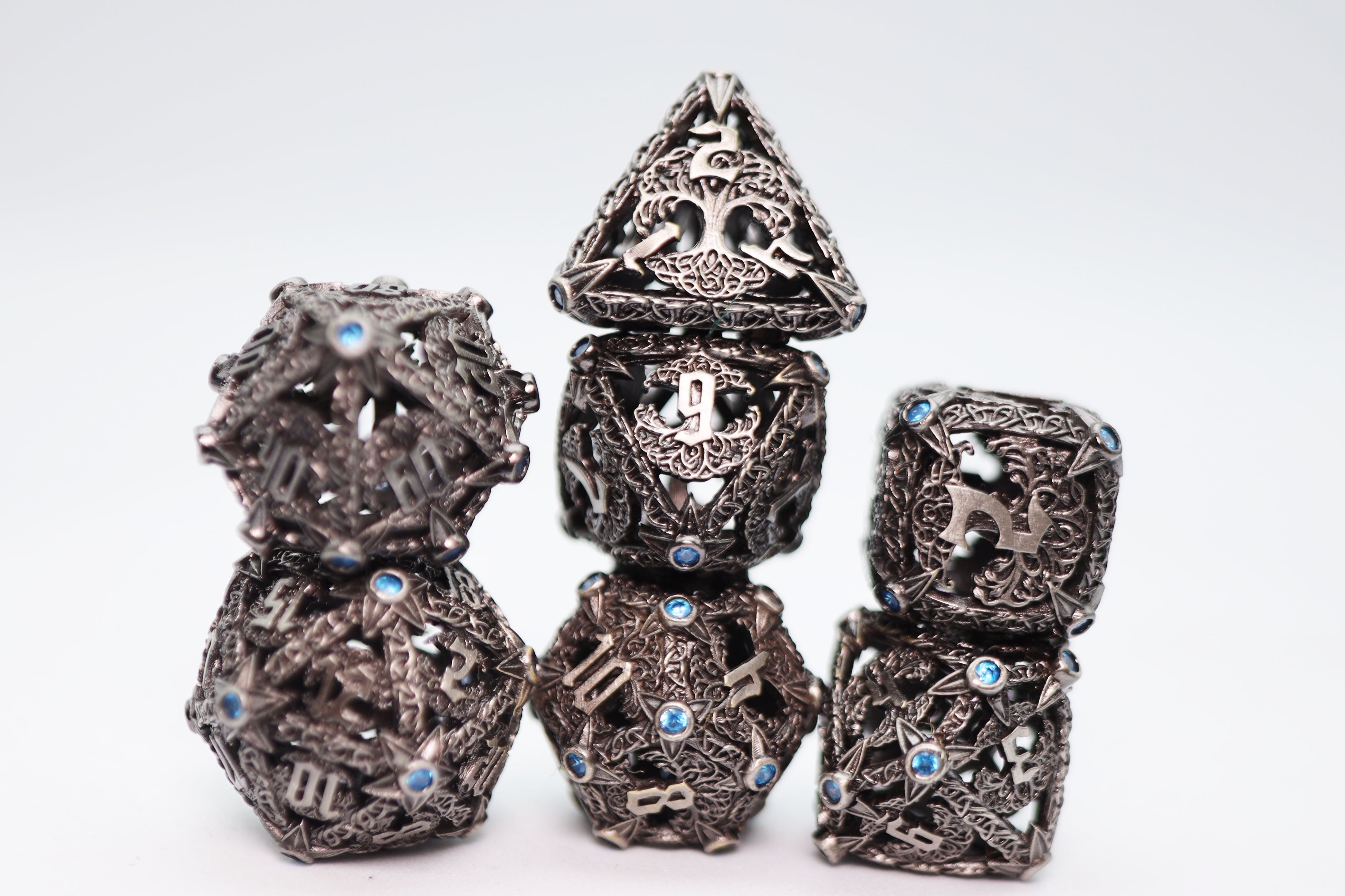 Trees of Virtue: Tree of Perseverance - Hollow Metal RPG Dice Set - Bards & Cards