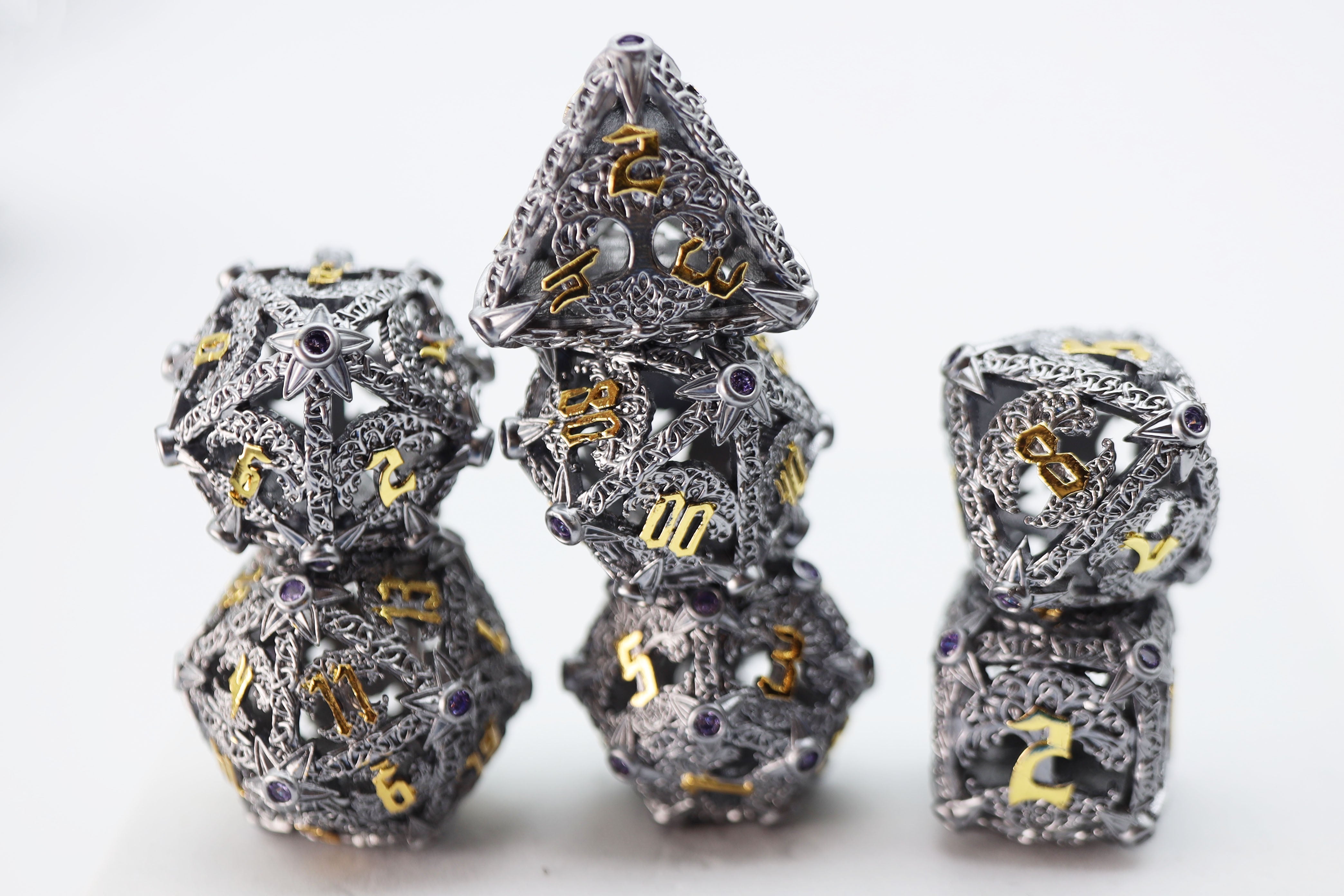 Trees of Virtue: Tree of Philomathy - Hollow Metal RPG Dice Set - Bards & Cards