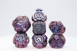 Airship Gears: The Royal Raven - Metal RPG Dice Set - Bards & Cards
