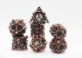 Floral Starburst: Ancient Bouquet - Metal RPG Dice Set - Bards & Cards