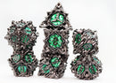 Floral Starburst: Midnight Forest - Metal RPG Dice Set - Bards & Cards