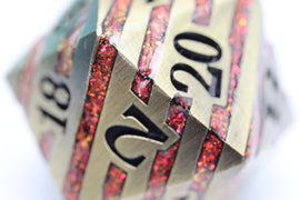 35mm Metal D20 - Bronze with Red Mica - Bards & Cards