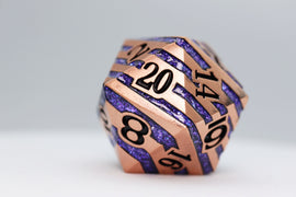 35mm Metal D20 - Copper with Purple Mica - Bards & Cards