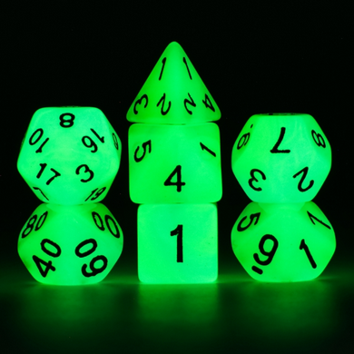 Glow in the Dark - Blue and Green RPG Dice Set - Bards & Cards
