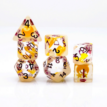 Glow in the Dark Moon and Star RPG Dice Set - Bards & Cards