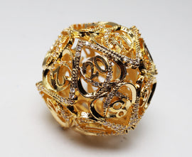 Hollow Hearts: Jeweled Gold - Metal RPG Dice Set - Bards & Cards