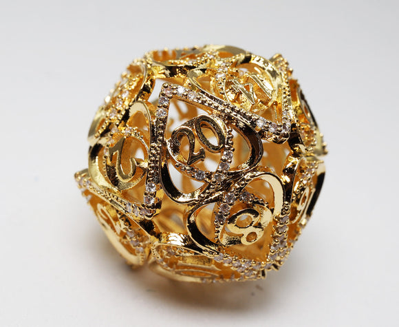 Hollow Hearts: Jeweled Gold - Metal RPG Dice Set - Bards & Cards