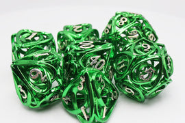Hollow Hearts: Green - Metal RPG Dice Set - Bards & Cards