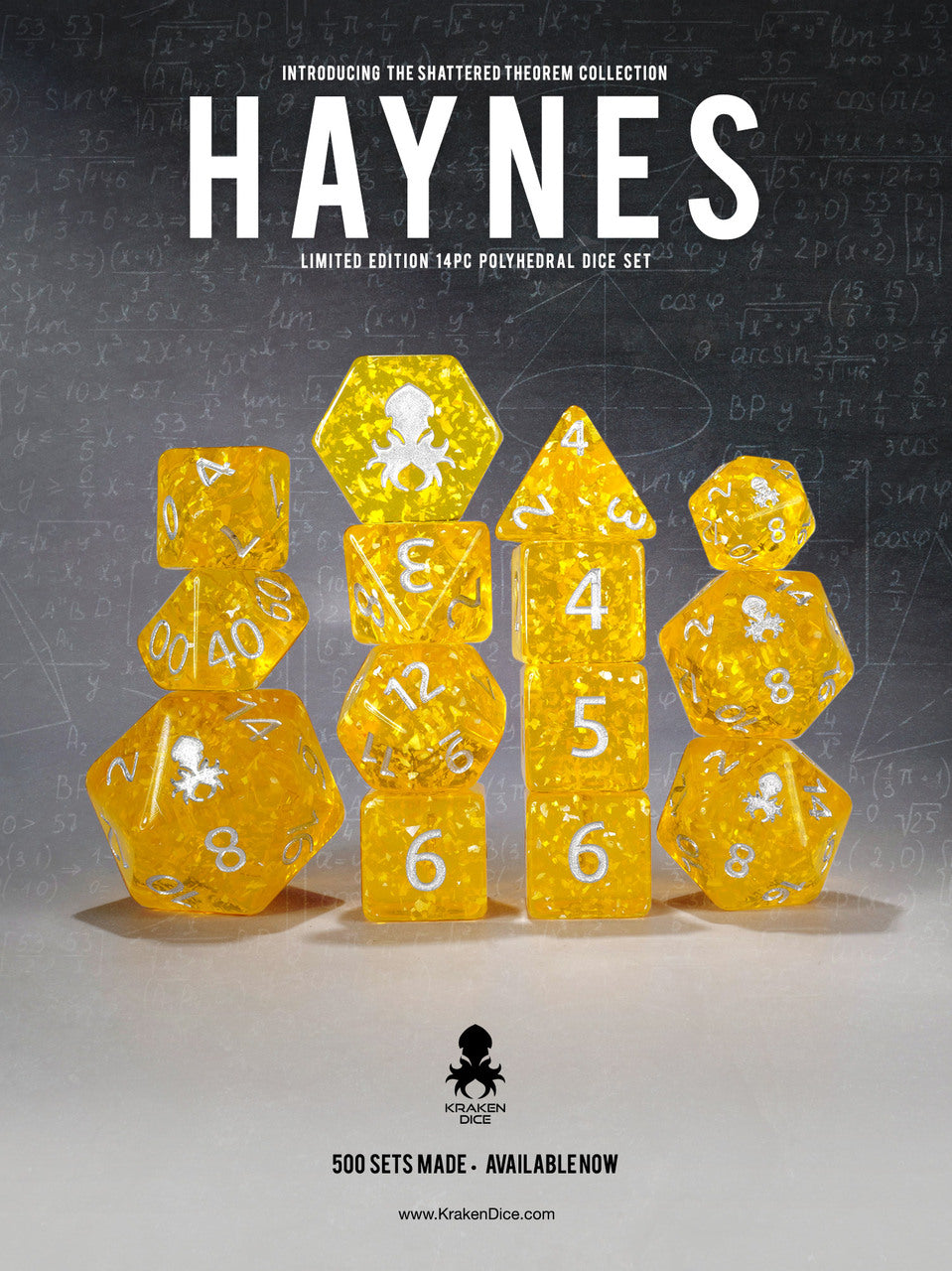 Kraken Dice -Shattered Theorem 14 pc Limited Edition Polyhedral Dice Set - Bards & Cards