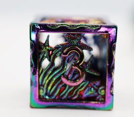 Seascape: Burnt Opal - Hollow Metal RPG Dice Set - Bards & Cards