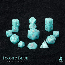 Kraken Dice - Iconic Blue: Everlasting 14pc Polyhedral Dice Set - Bards & Cards