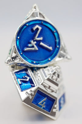 Dice 51: Interstellar Indigo - Metal RPG Dice Set - Bards & Cards