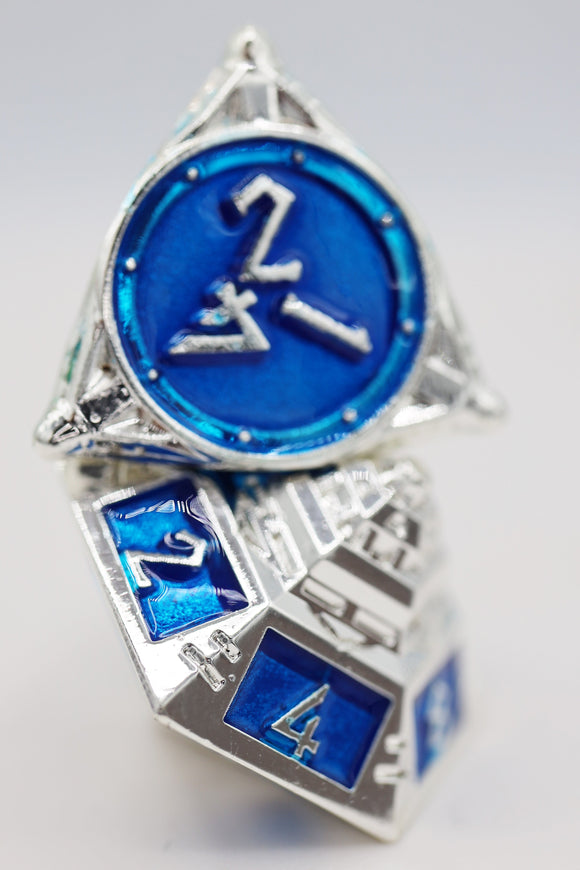 Dice 51: Interstellar Indigo - Metal RPG Dice Set - Bards & Cards