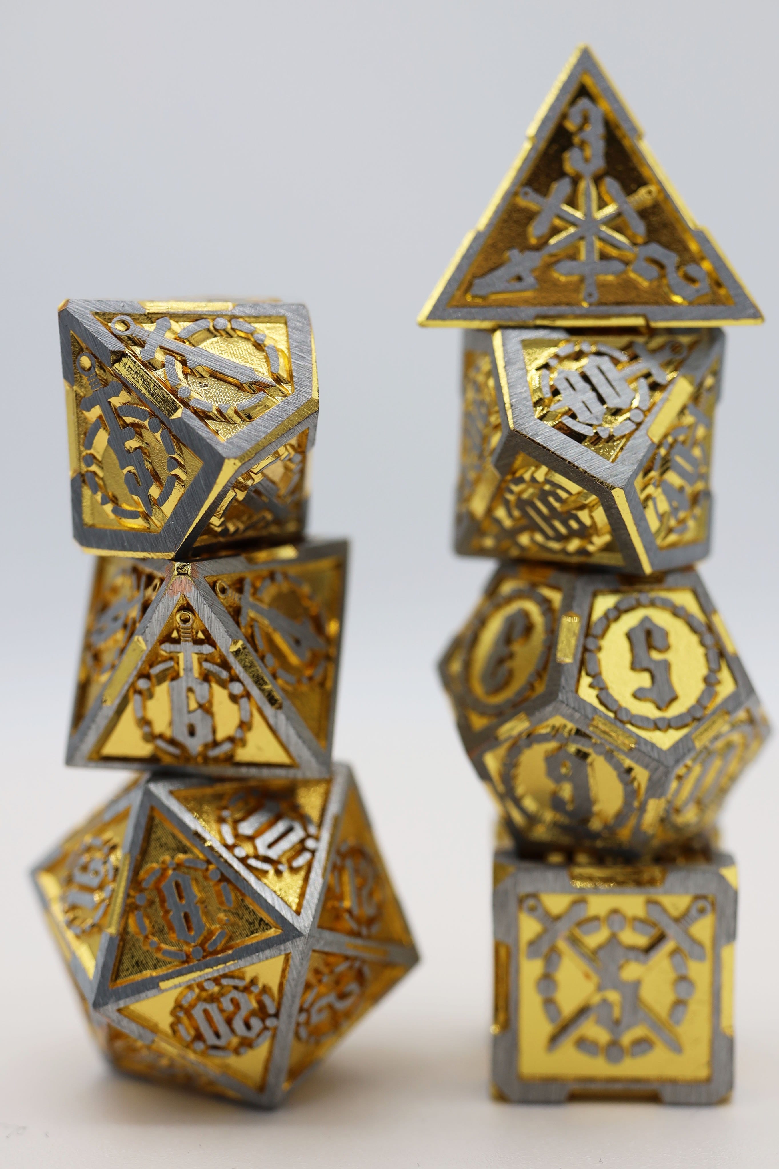 Crossed Swords: King Slayer's Sword - Metal RPG Dice Set - Bards & Cards