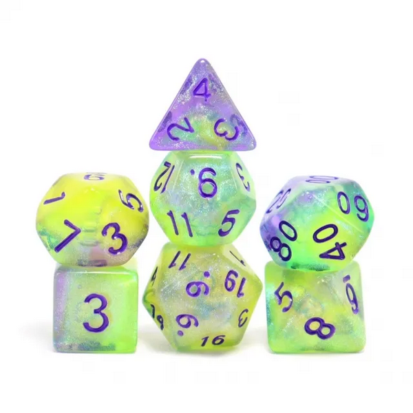 Luminescent Jellyfish RPG Dice Set - Bards & Cards