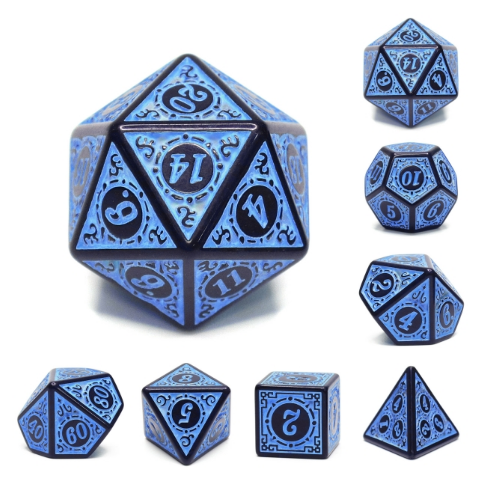 Magic Flame - Blue RPG Dice Set - Bards & Cards