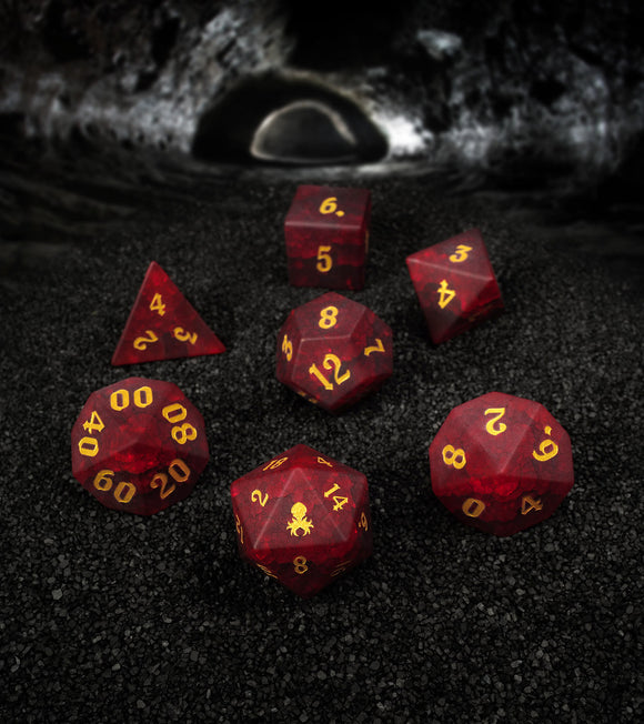 Kraken Dice Cracked Glass 7pc Dice Set - Bards & Cards