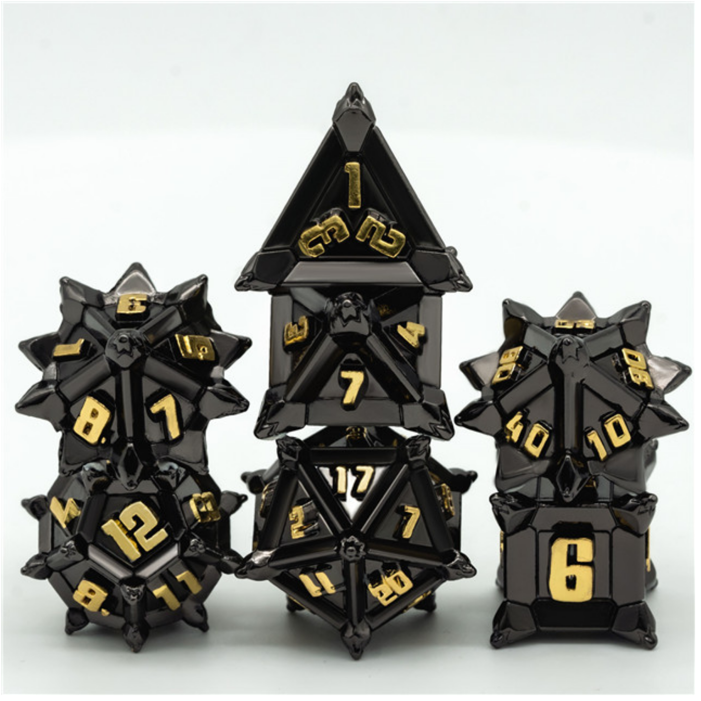 Warrior's Flail: Medieval - Metal RPG Dice Set - Bards & Cards