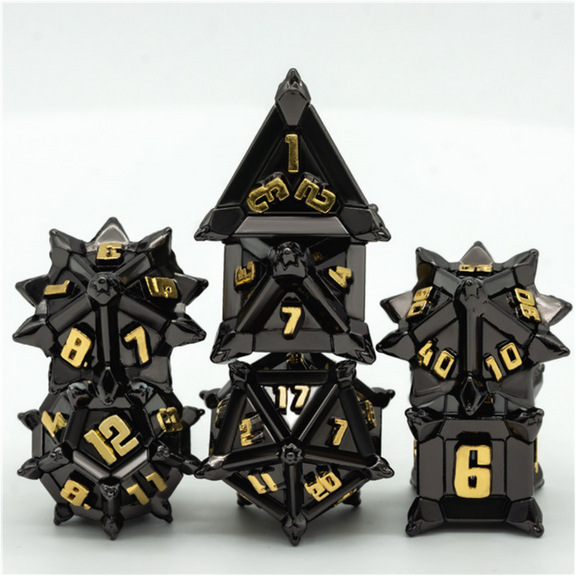 Warrior's Flail: Medieval - Metal RPG Dice Set - Bards & Cards