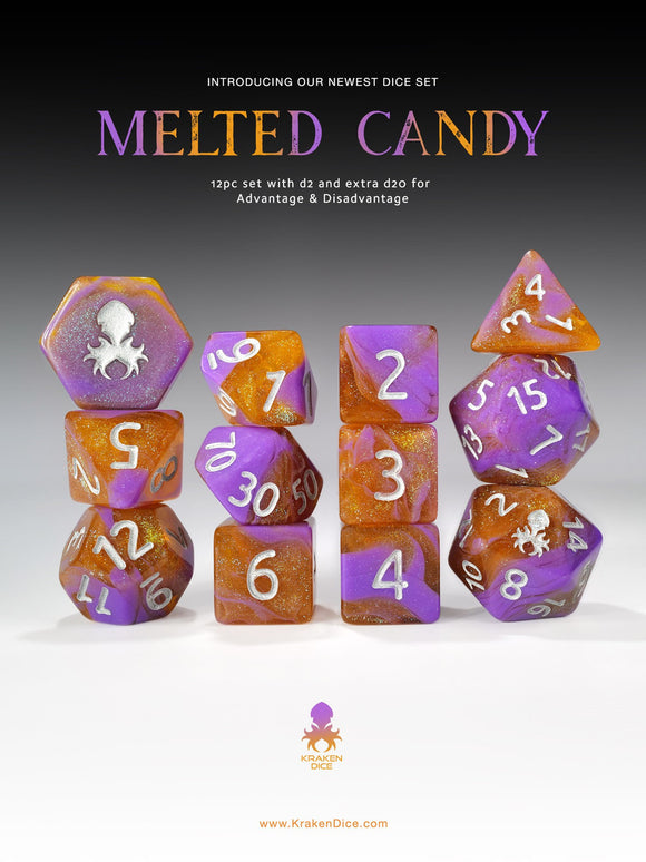 Kraken Dice Melted Candy 12 pc Dice Set - Bards & Cards