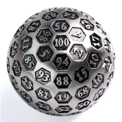 45mm Metal D100 - Inscribed Silver - Bards & Cards