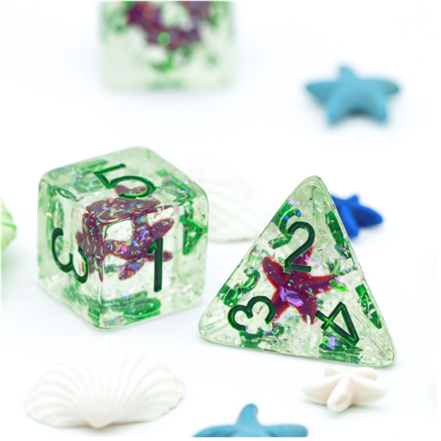 Ocean Sparkle Starfish RPG Dice Set - Bards & Cards