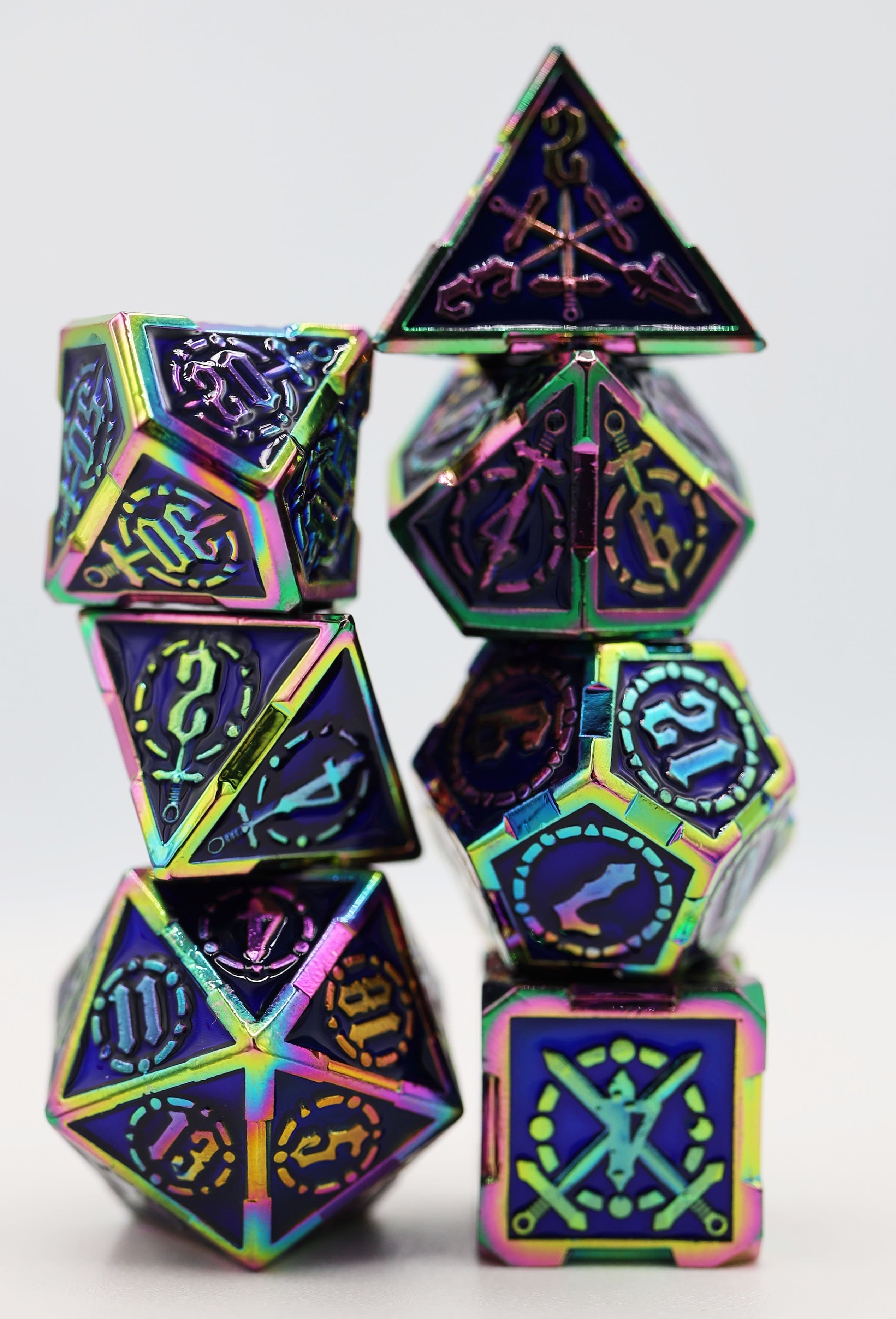 Crossed Swords: Oceanus Treasure Sword - Metal RPG Dice Set - Bards & Cards