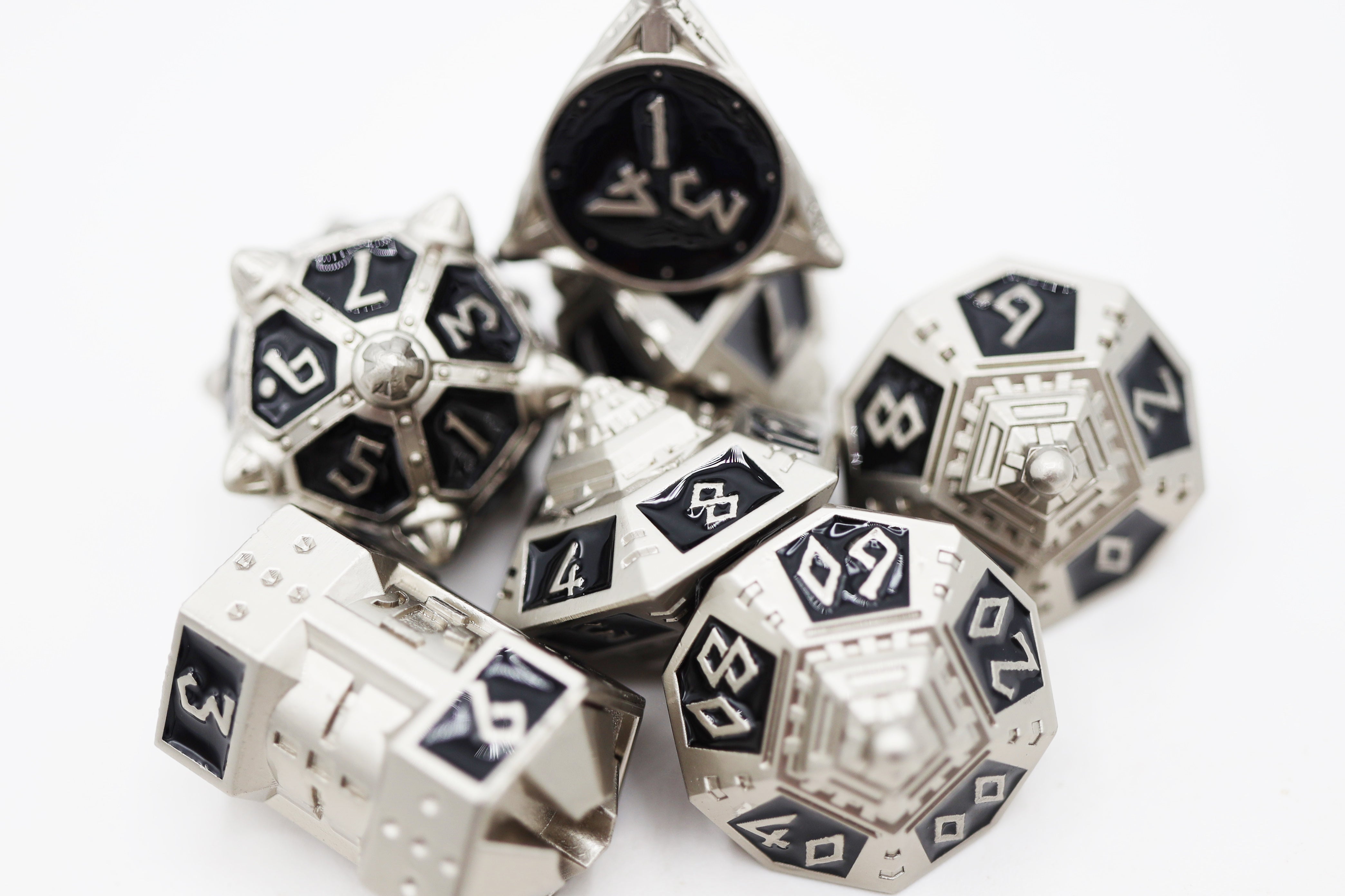 Dice 51: Onyx Ethers - Metal RPG Dice Set - Bards & Cards