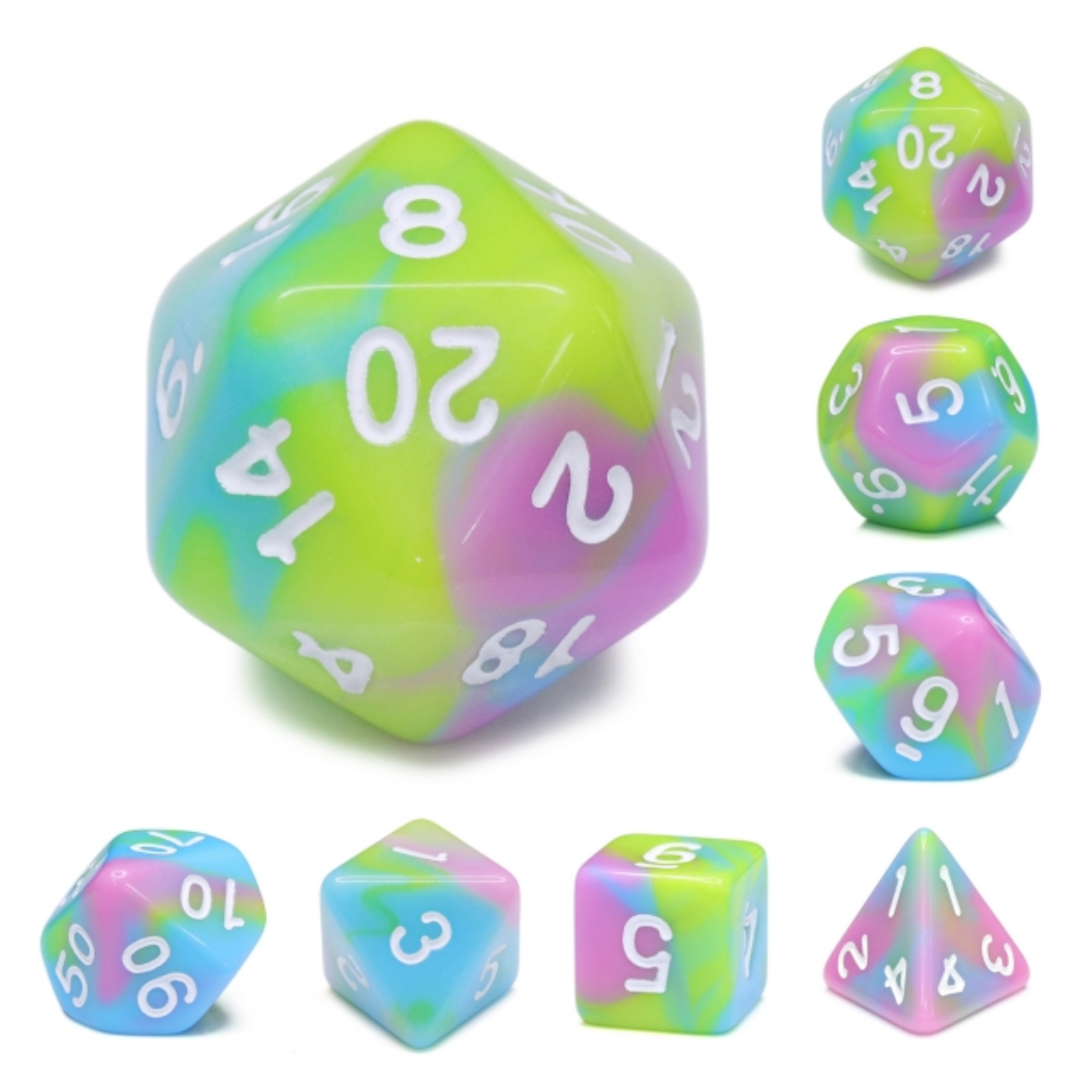 Pastel Punk RPG Dice Set - Bards & Cards