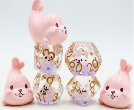 Pink Seal RPG Dice Set - Bards & Cards