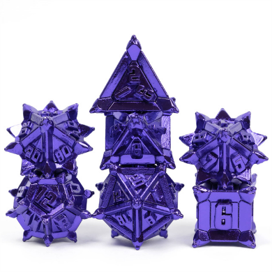 Warrior's Flail: Purple - Metal RPG Dice Set - Bards & Cards