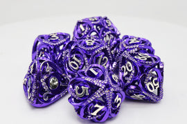 Hollow Hearts: Jeweled Purple - Metal RPG Dice Set - Bards & Cards