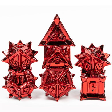 Warrior's Flail: Red - Metal RPG Dice Set - Bards & Cards
