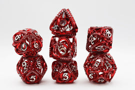 Hollow Hearts: Jeweled Red - Metal RPG Dice Set - Bards & Cards