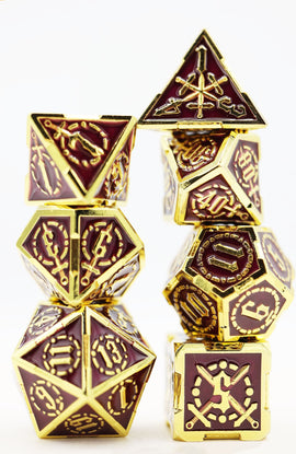Crossed Swords: Royal Amethyst Sword - Metal RPG Dice Set - Bards & Cards