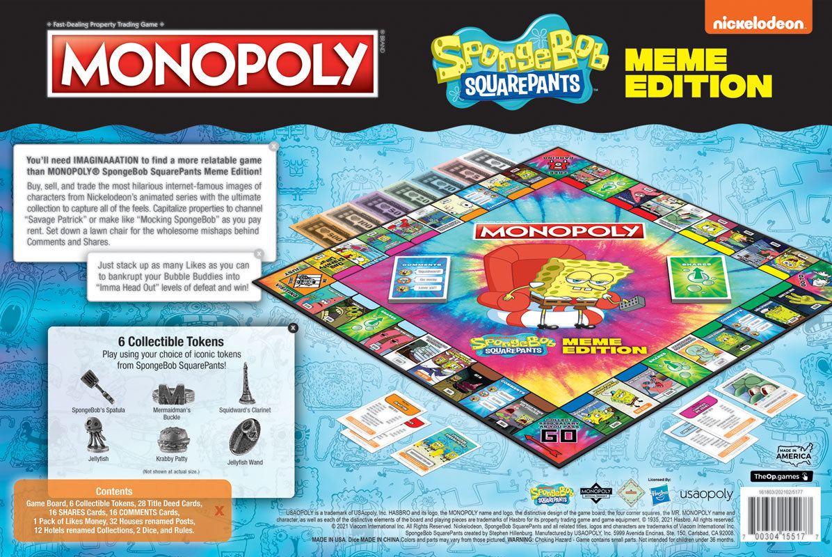 MONOPOLY®: SpongeBob SquarePants Meme Edition - Bards & Cards