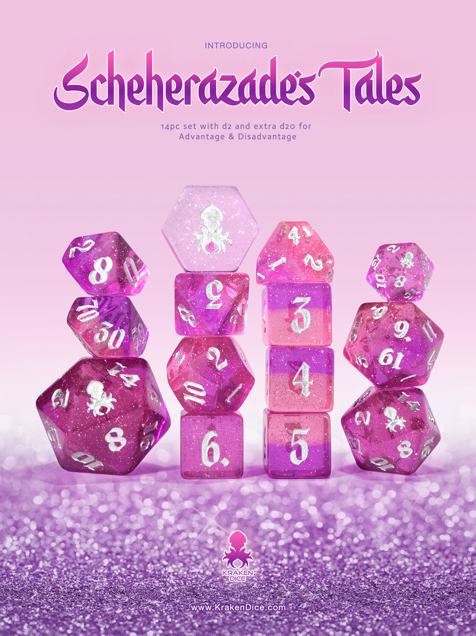 Scheherazade's Tales 14pc Dice Set - Bards & Cards