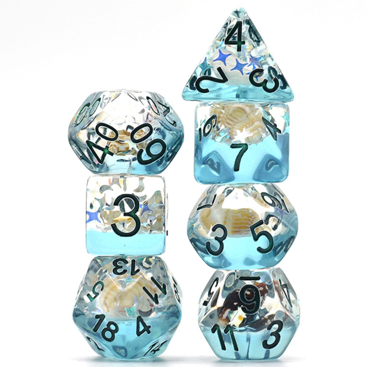 Blue Beach Conch RPG Dice Set - Bards & Cards