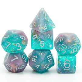 Pink & Green Seabed Treasure RPG Dice Set - Bards & Cards