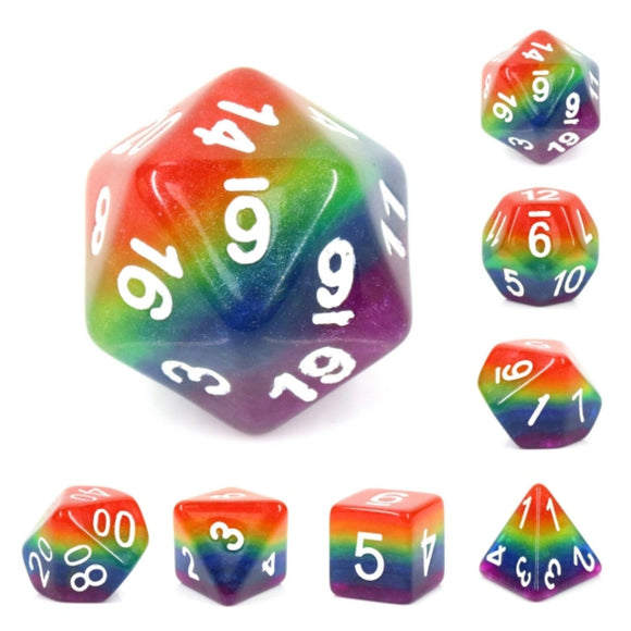 Rainbow Dice RPG Dice Set - Bards & Cards