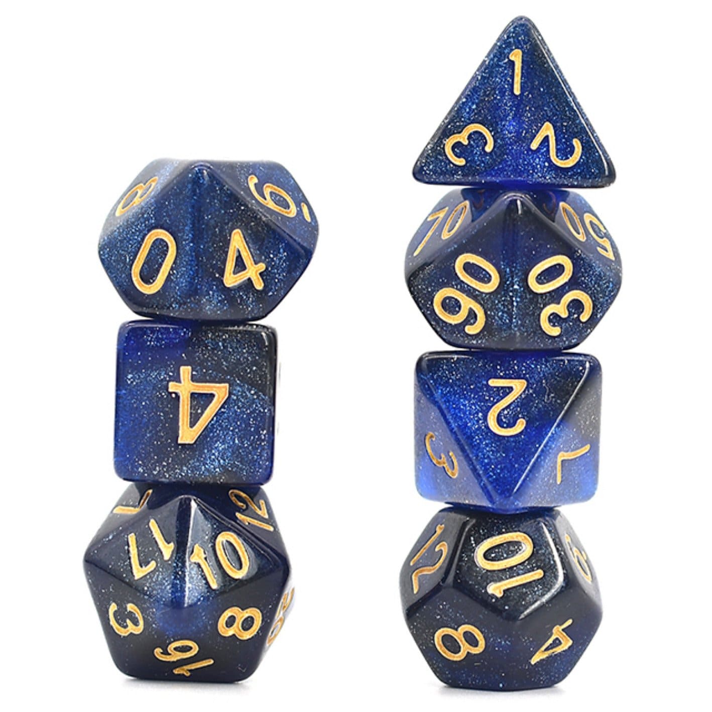 Black & Blue Galaxy RPG Dice Set - Bards & Cards